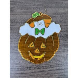 Vintage Halloween Ghost and Pumpkin wall hanging. retro‎ jack-o-lantern 80s